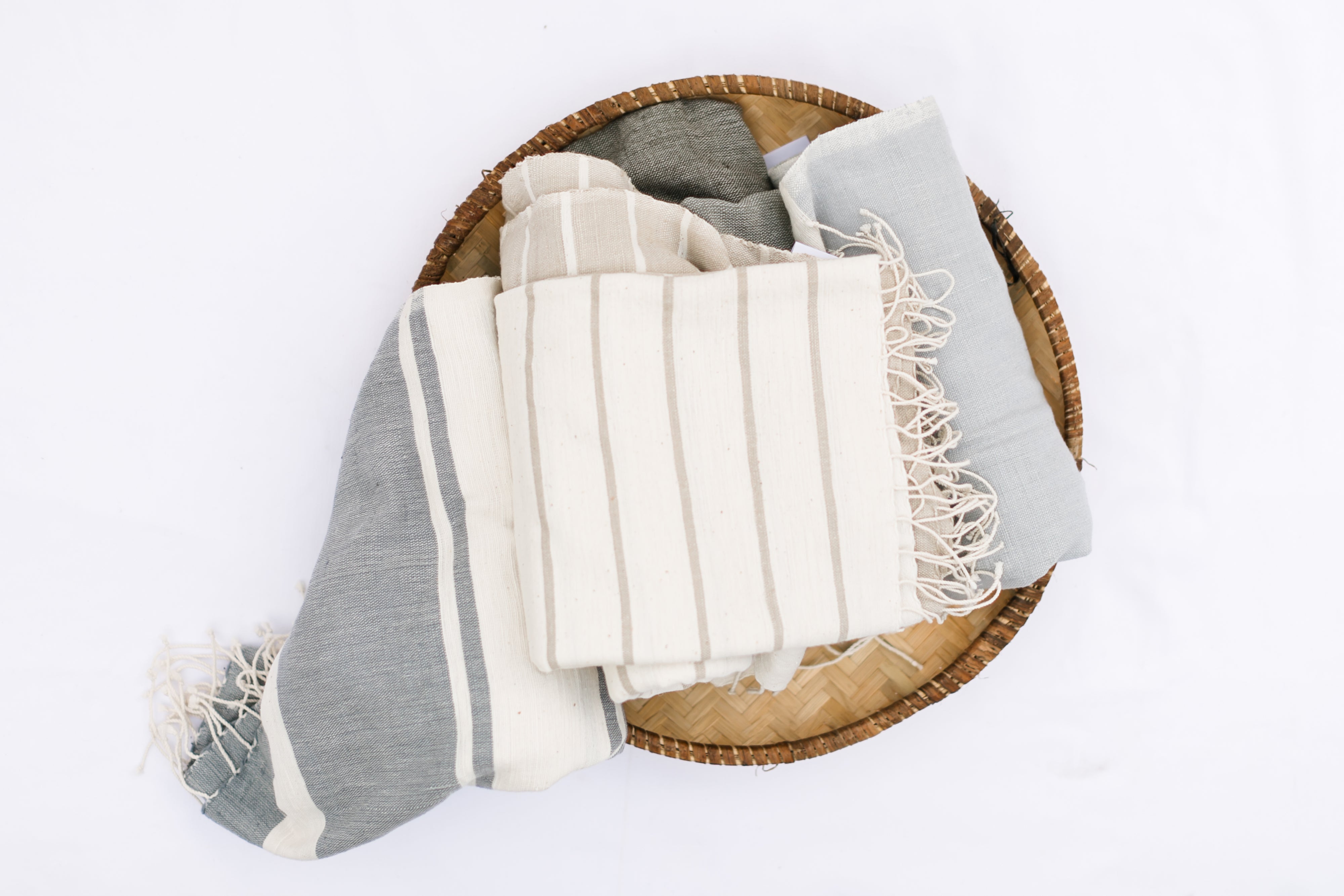 Ethiopian Cotton Hand Towel, Cream and Charcoal — Zeal Living