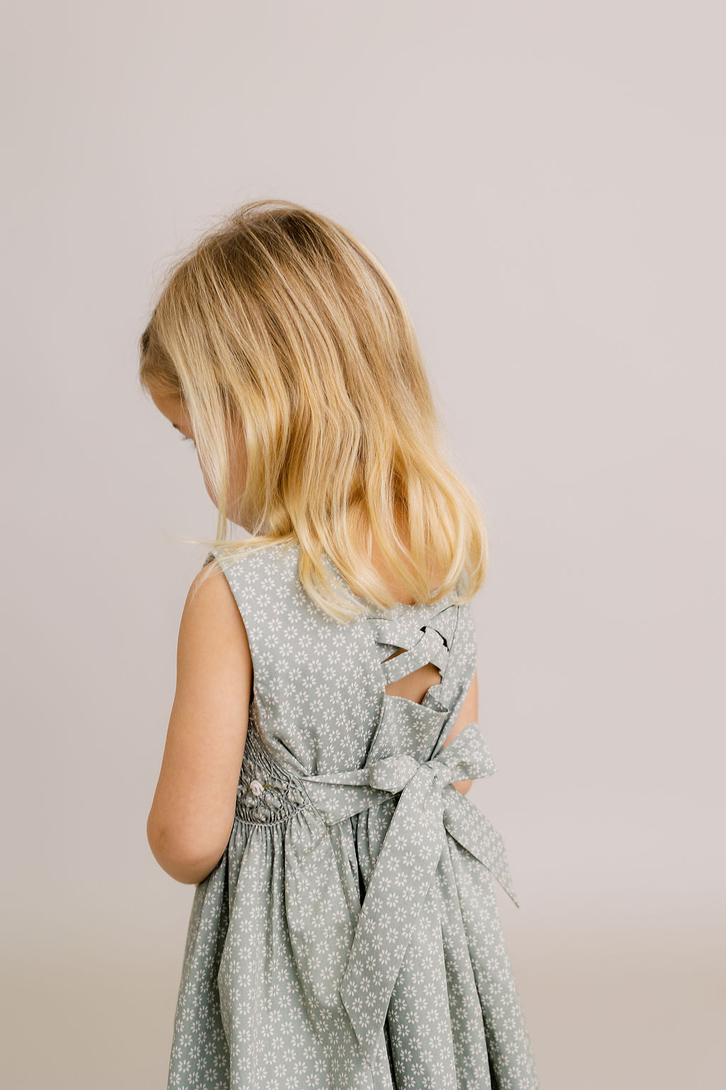 Hand-Smocked Dress, Dusty Sage