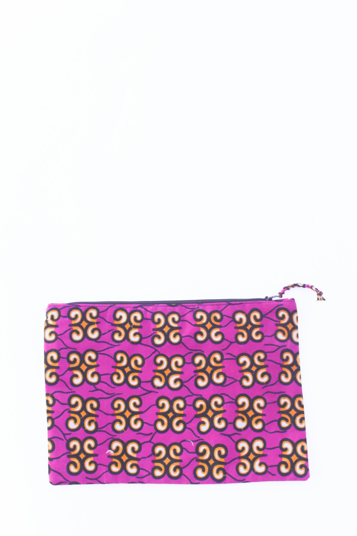 Embroidered Flamingo Pouch, Scrolls