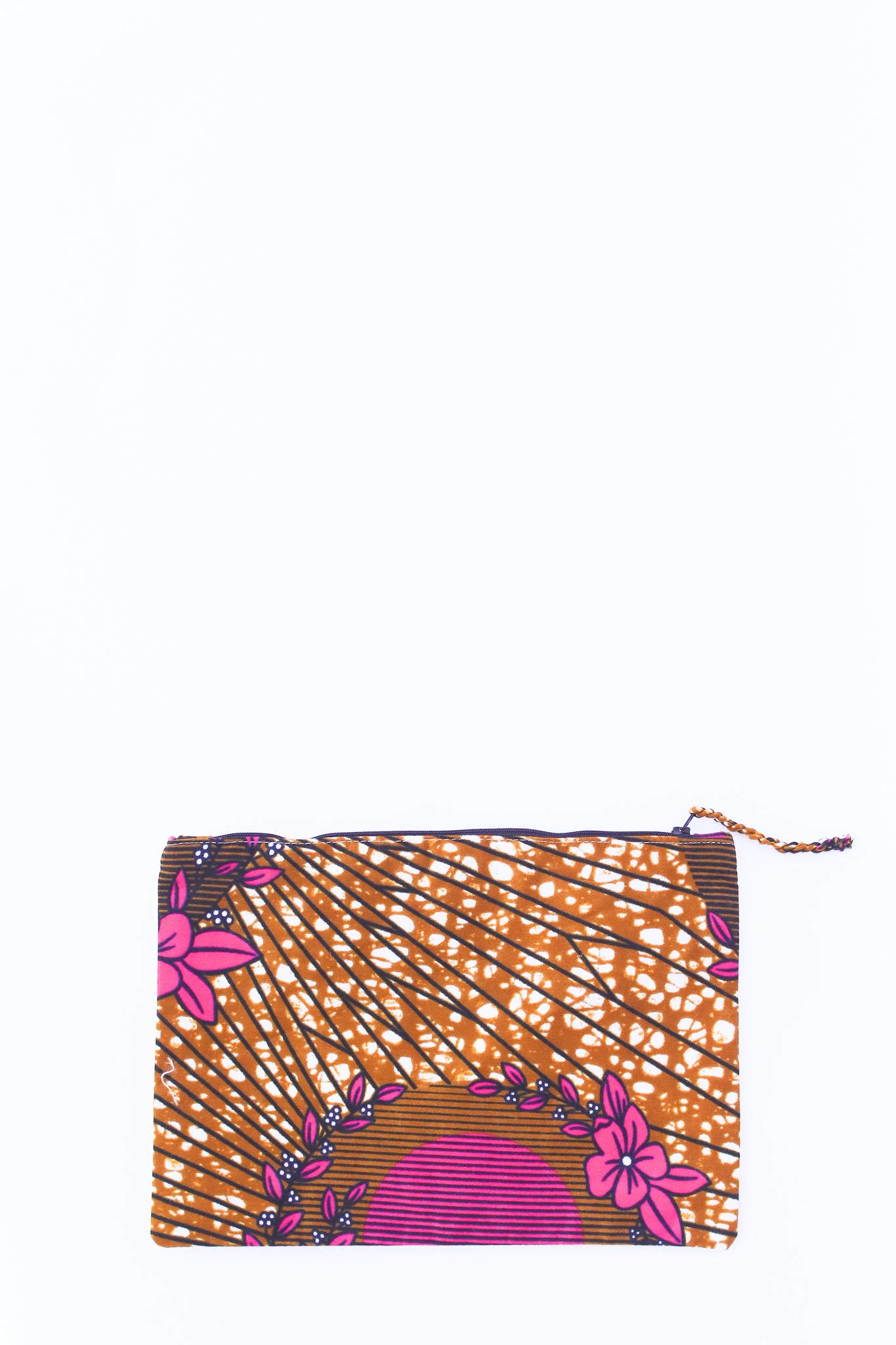 Embroidered Flamingo Pouch, Berry Batik