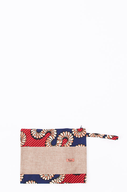 Canvas + Kitenge Oversize Wristlet, Royal