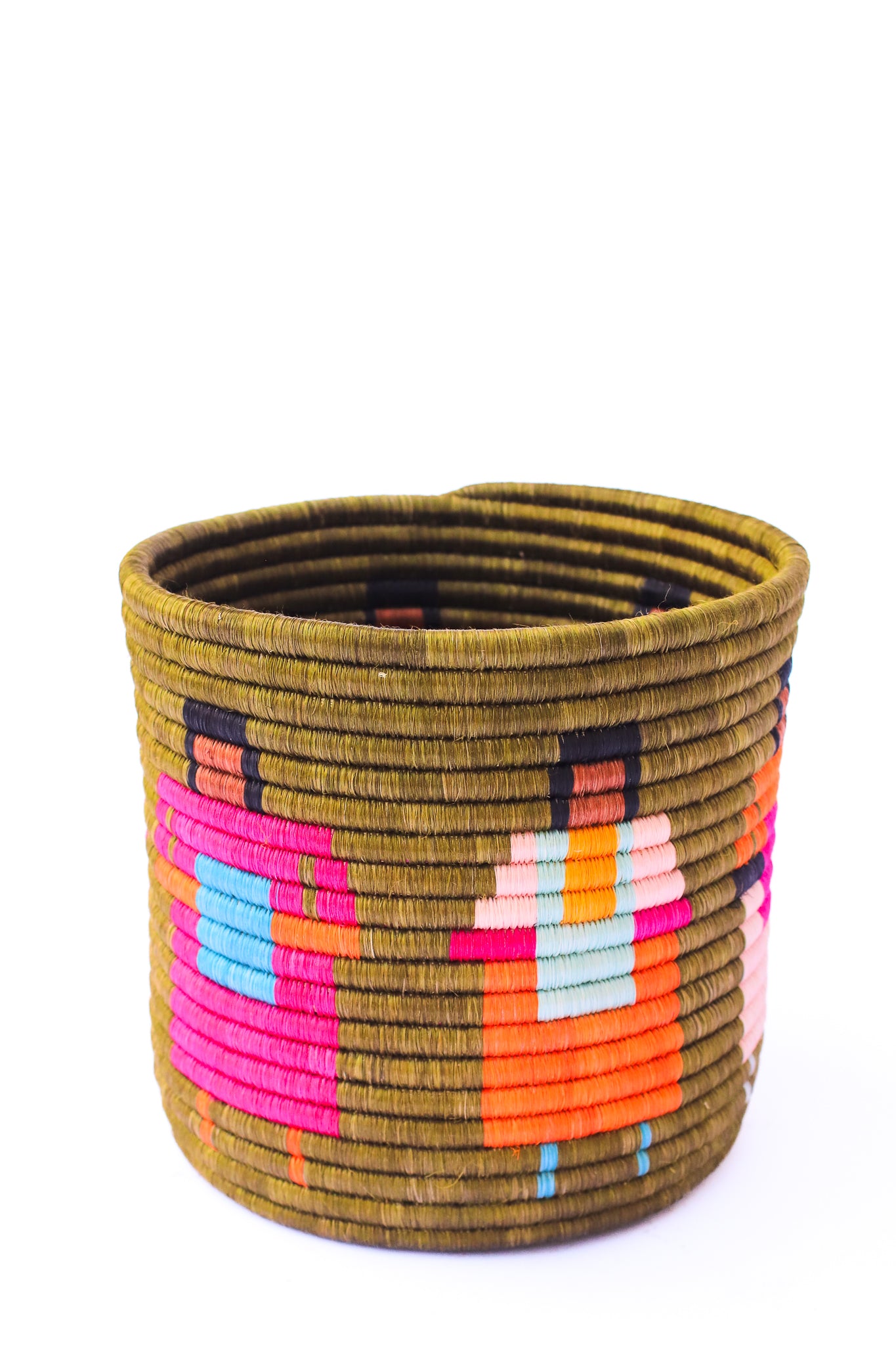 Knitting Circle Planter Basket, Olive