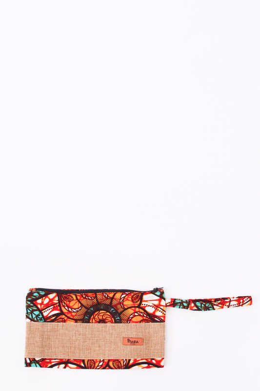 Canvas + Kitenge Wristlet, Maple