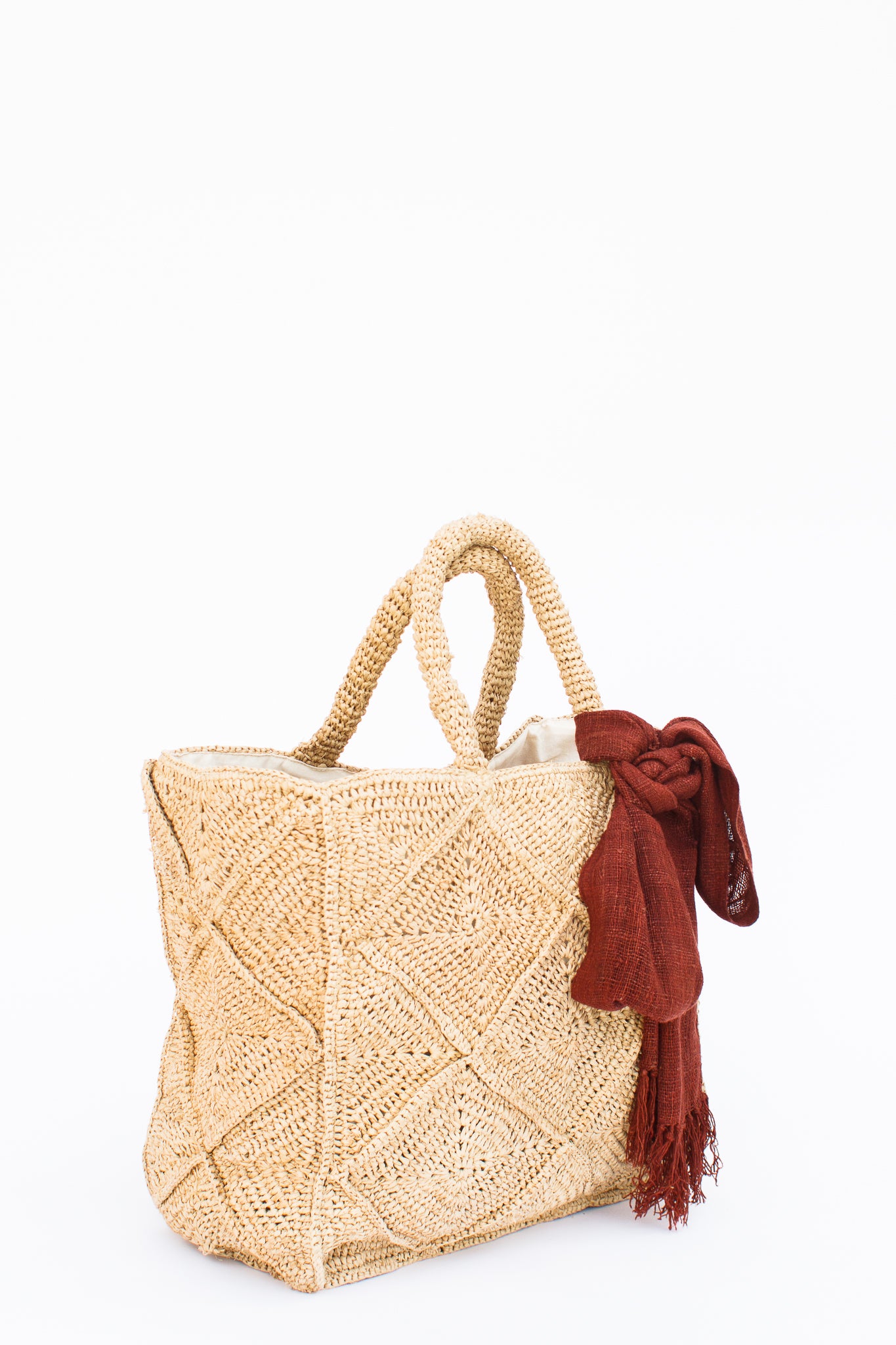 Tea-stained Raffia Tote Bag – Handspun Hope