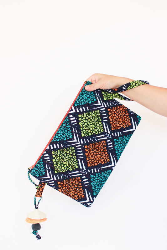 Oversized Kitenge Wristlet, Diamonds
