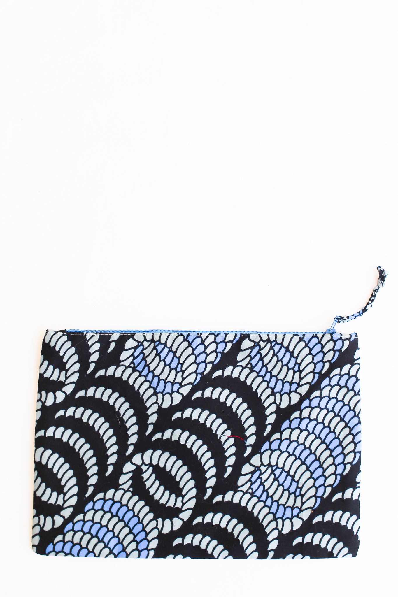 Embroidered Zebra Pouch, Cornflower