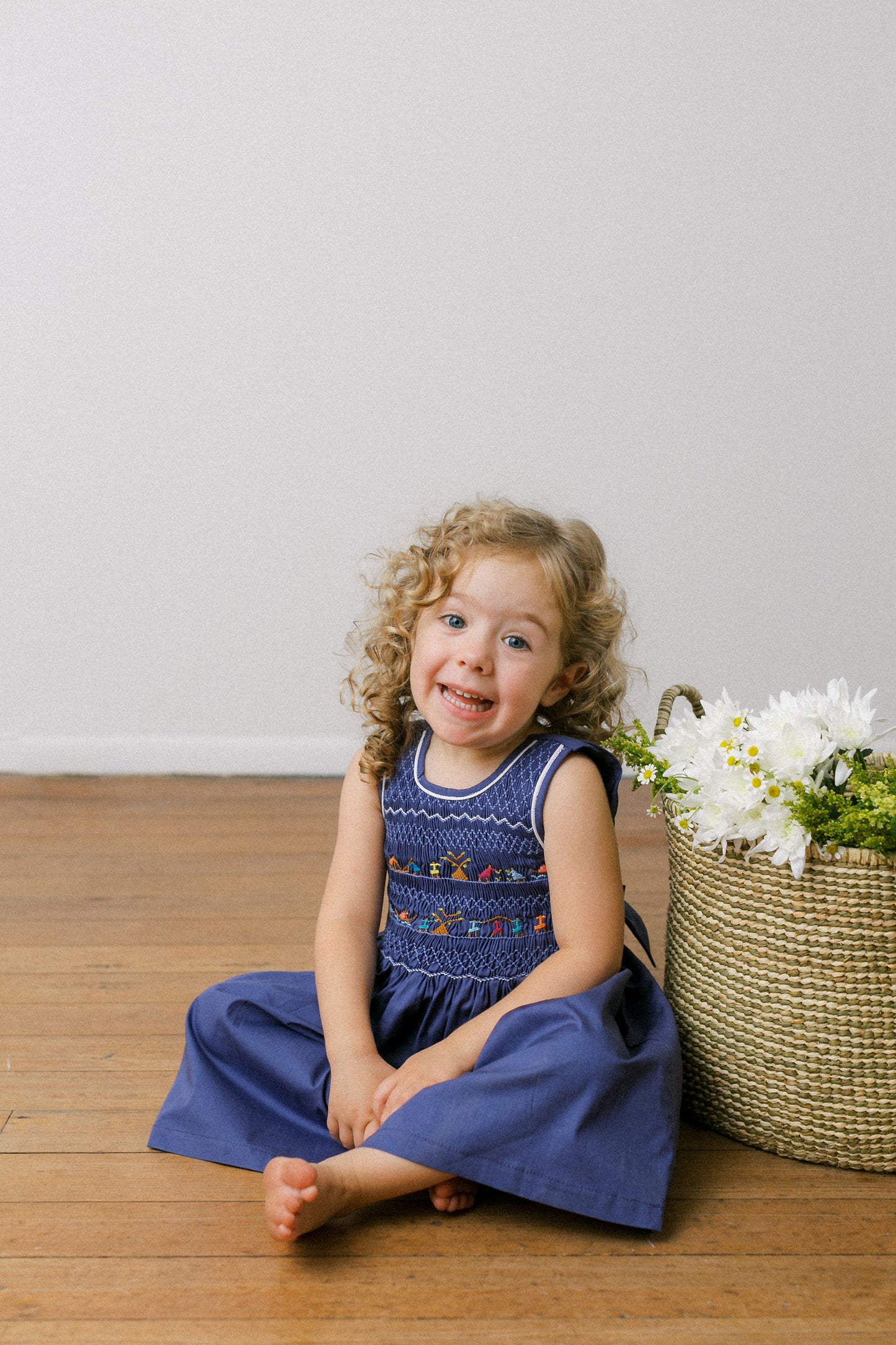 Hand-Smocked Dress Children Playing, Plum