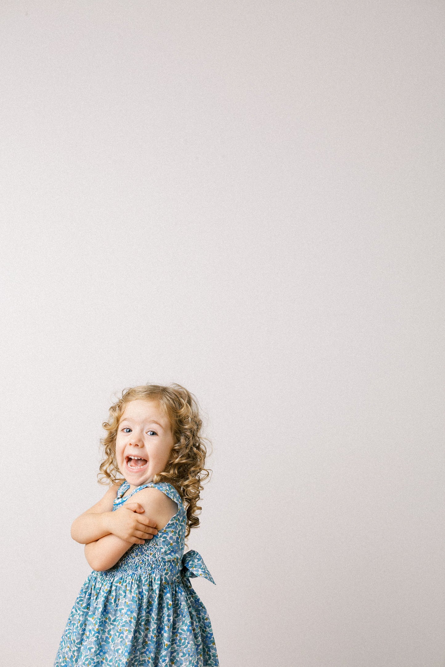 Hand-Smocked Dress Floral, Azure