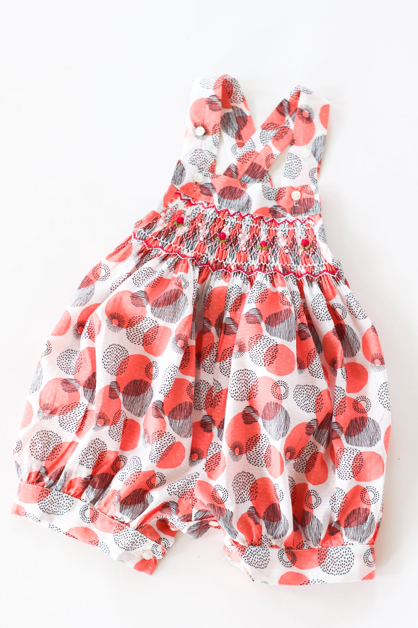 Hand-Smocked Romper, Sherbert