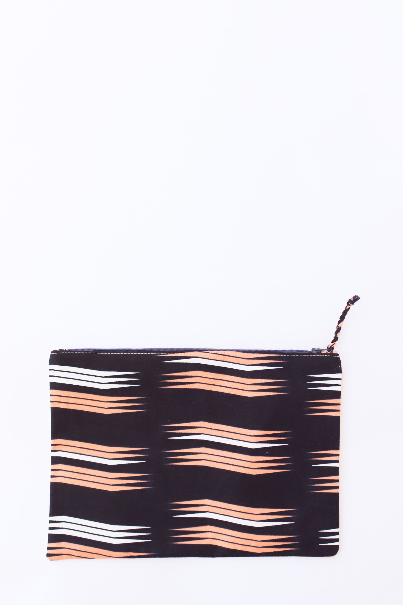 Embroidered Zebra Pouch, Navy