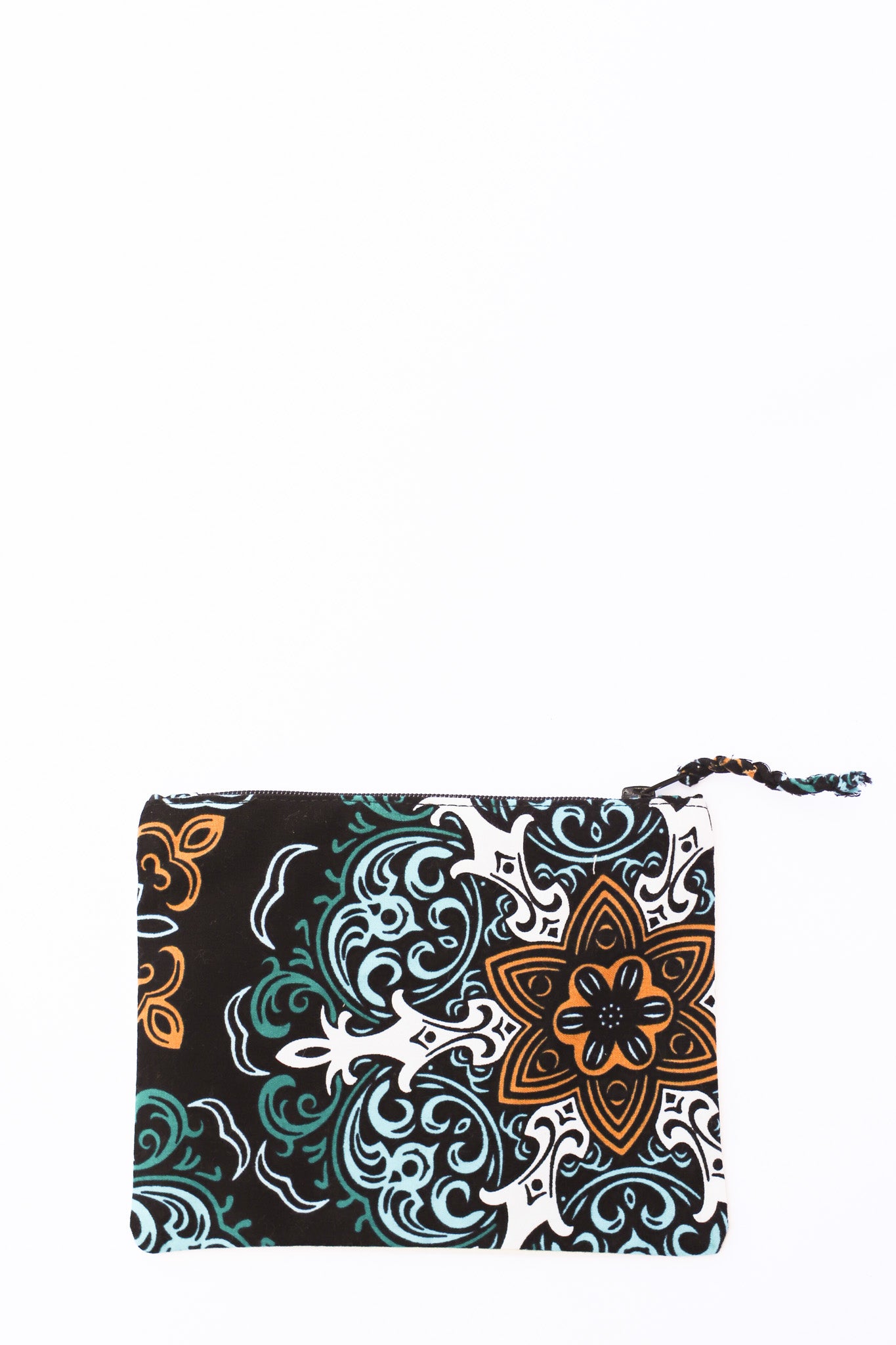 Embroidered Swallow Pouch, Cyan