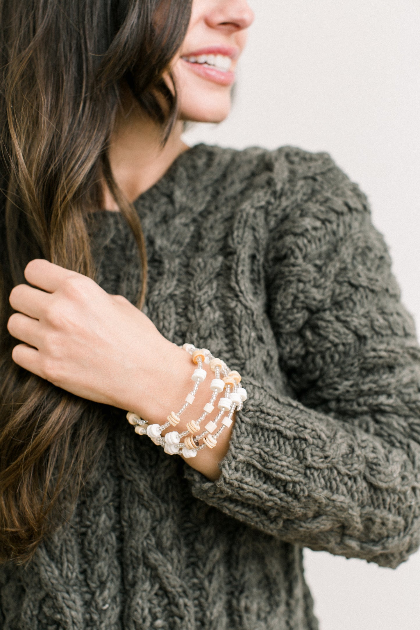 Ostrich Eggshell Safari Spiral Bracelet, Breeze