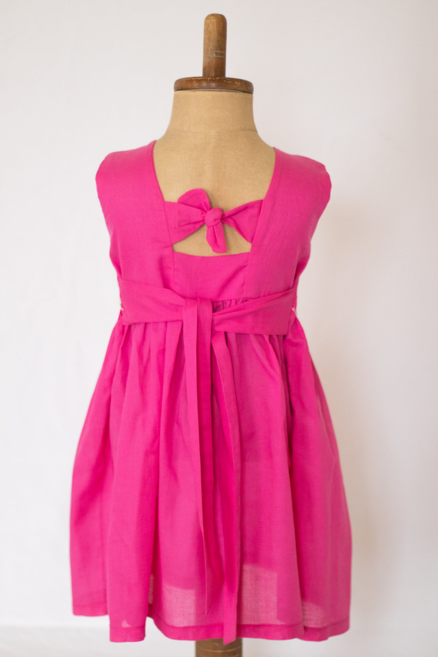 Hand-Smocked Dress Daisies, Hot Pink