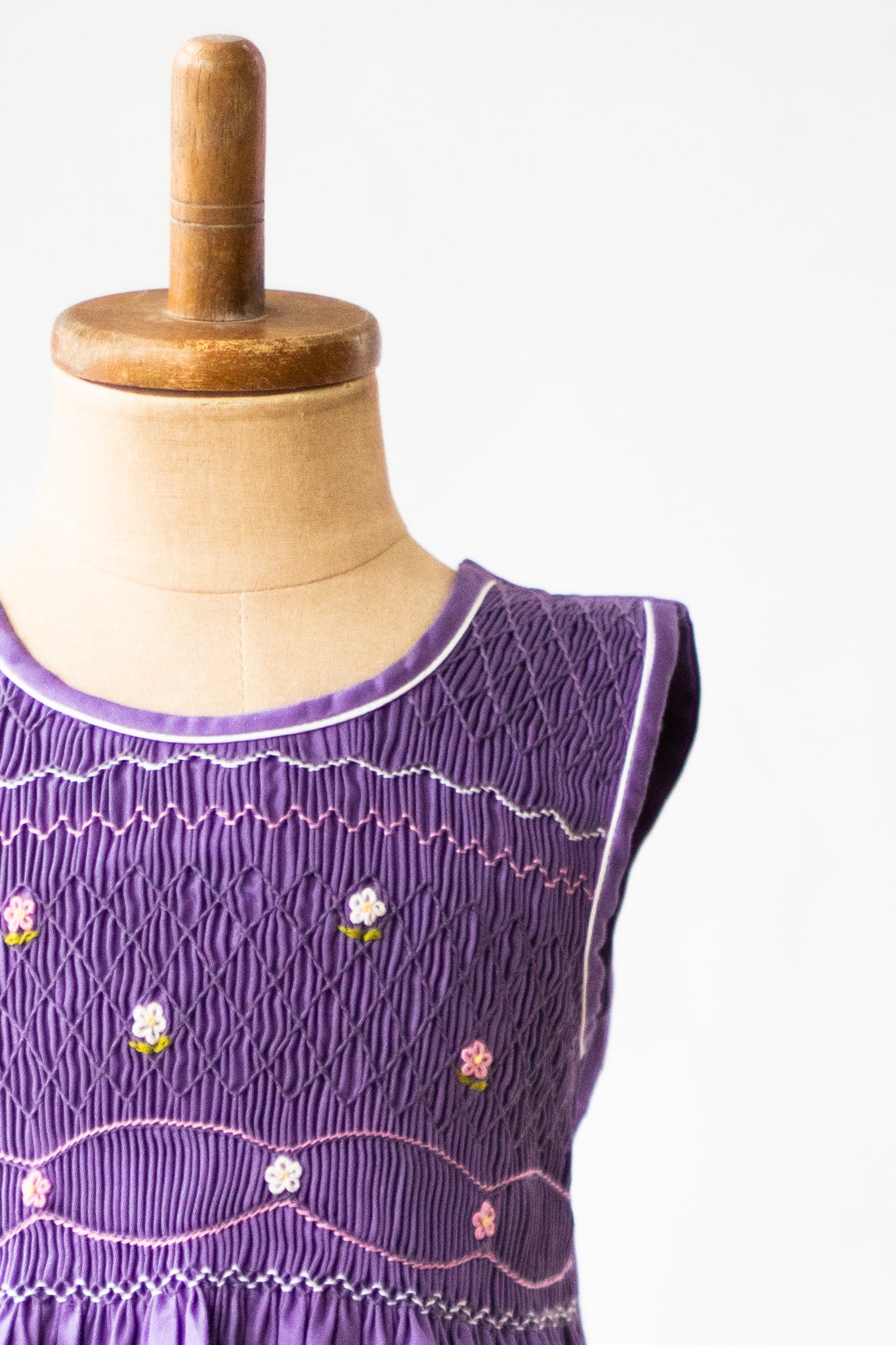 Hand-Smocked Dress Floral, Grape