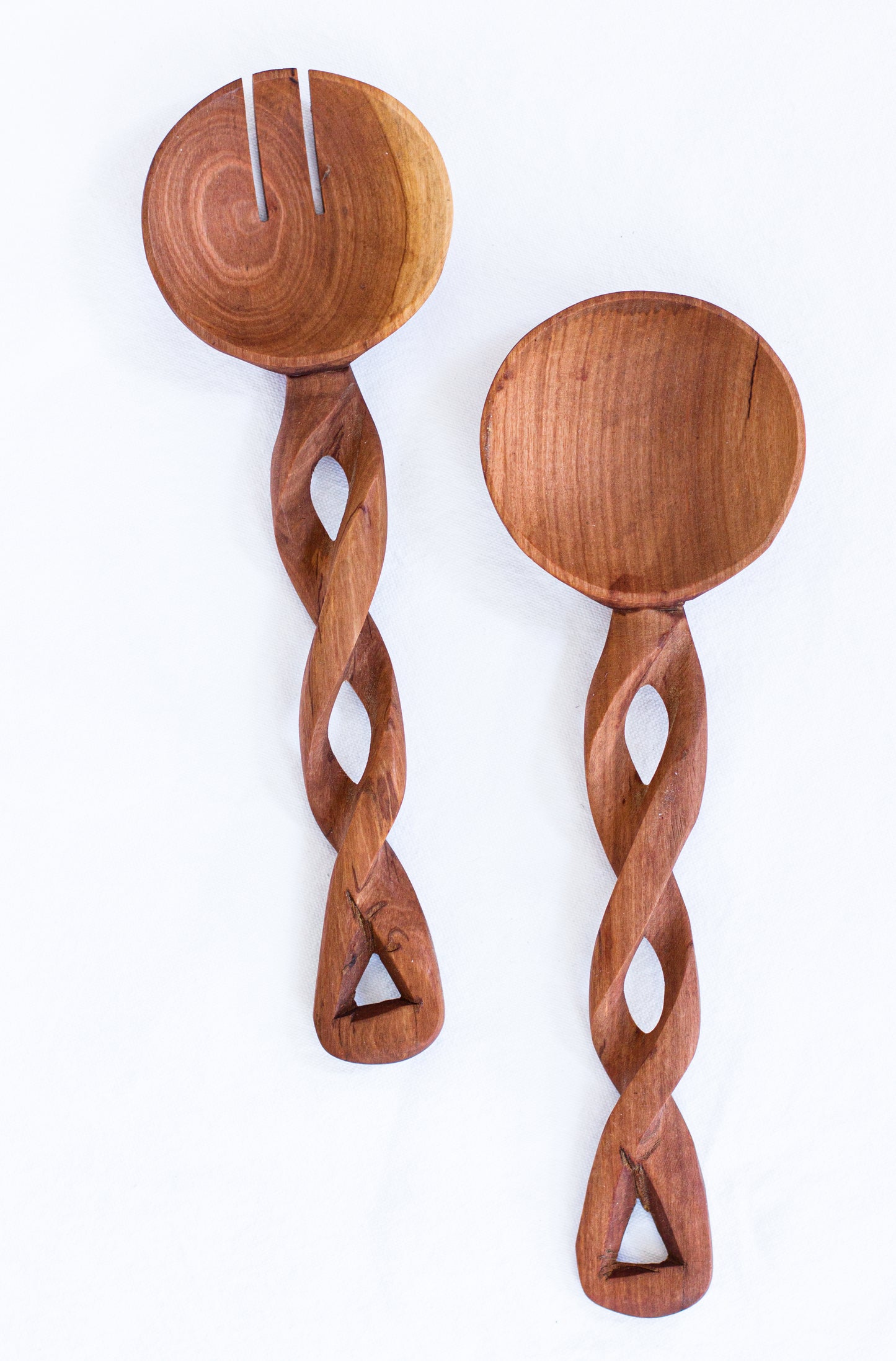 Twisted Olive Wood Salad Set, Large