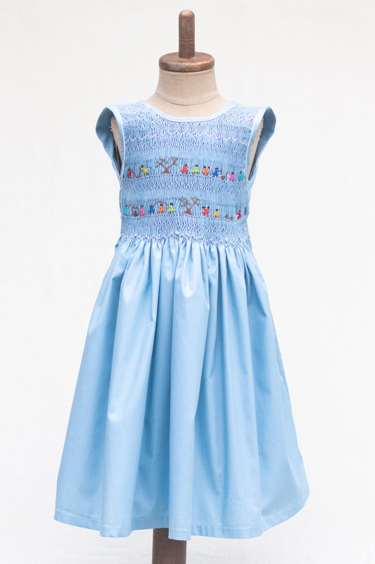 Hand-Smocked Dress Children Playing, Sky