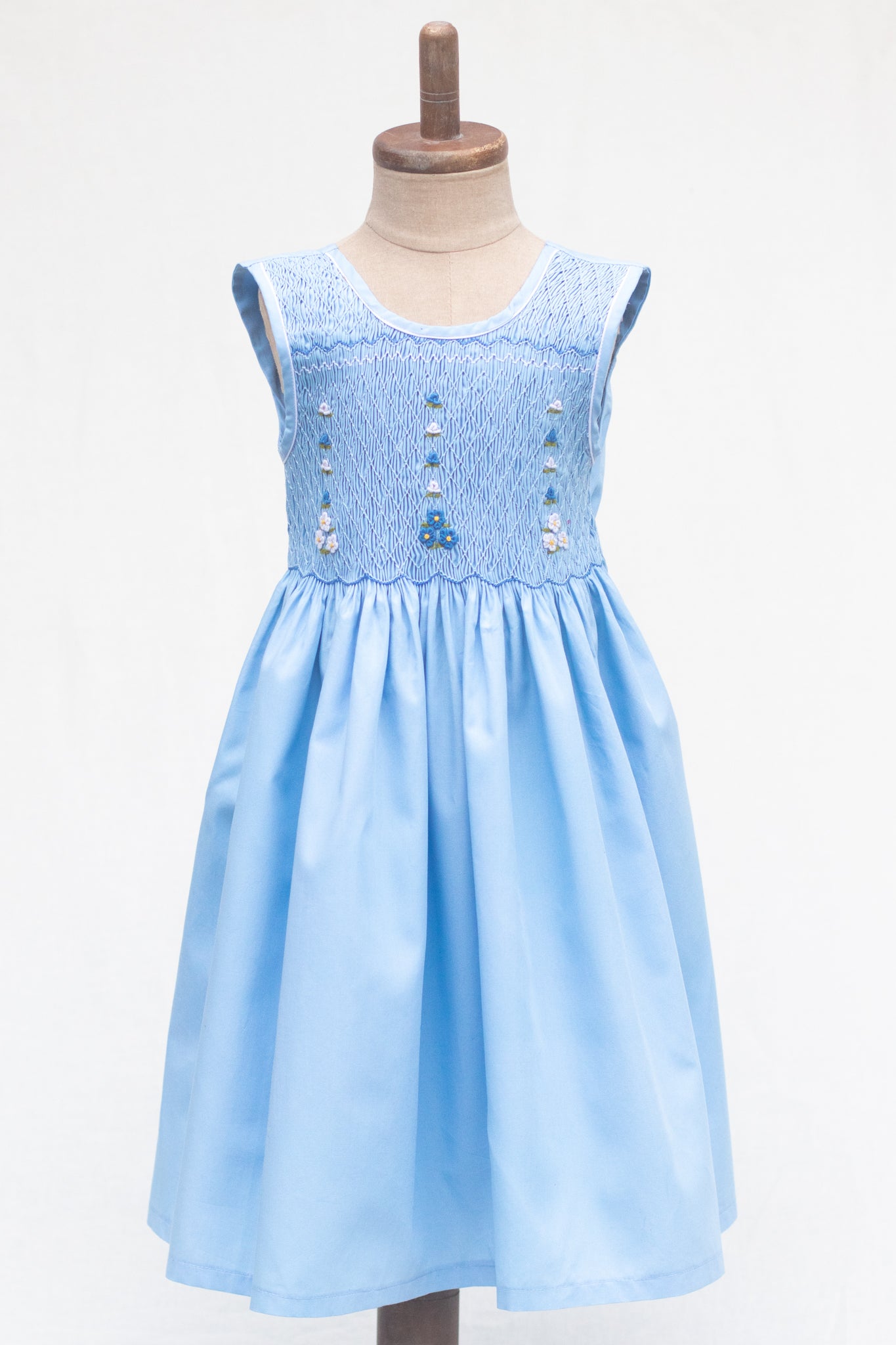 Hand-Smocked Dress, Oxford Blue