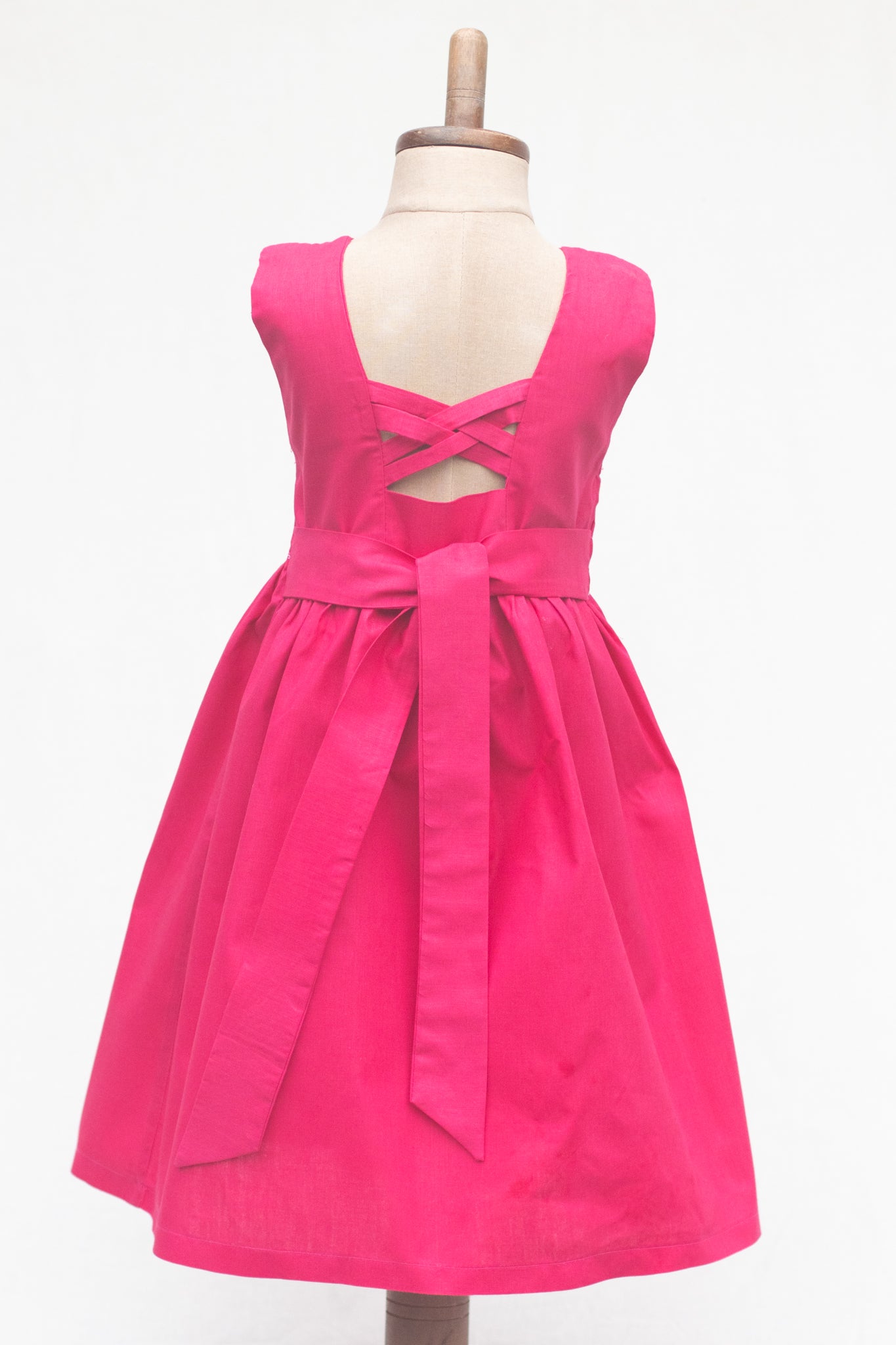 Hand-Smocked Dress Daisies, Fuchisa