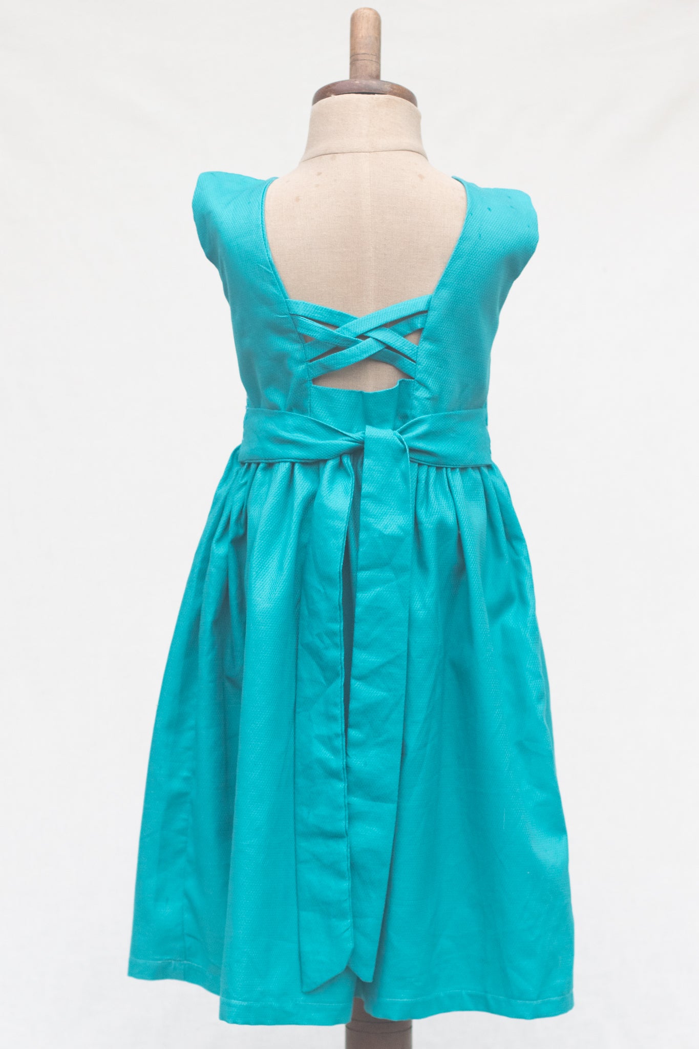 Hand-Smocked Dress Children Playing, Teal