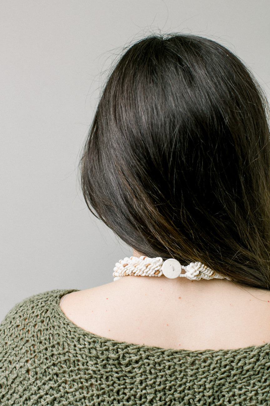 Ostrich Eggshell Namibian Roll Necklace, Blaze