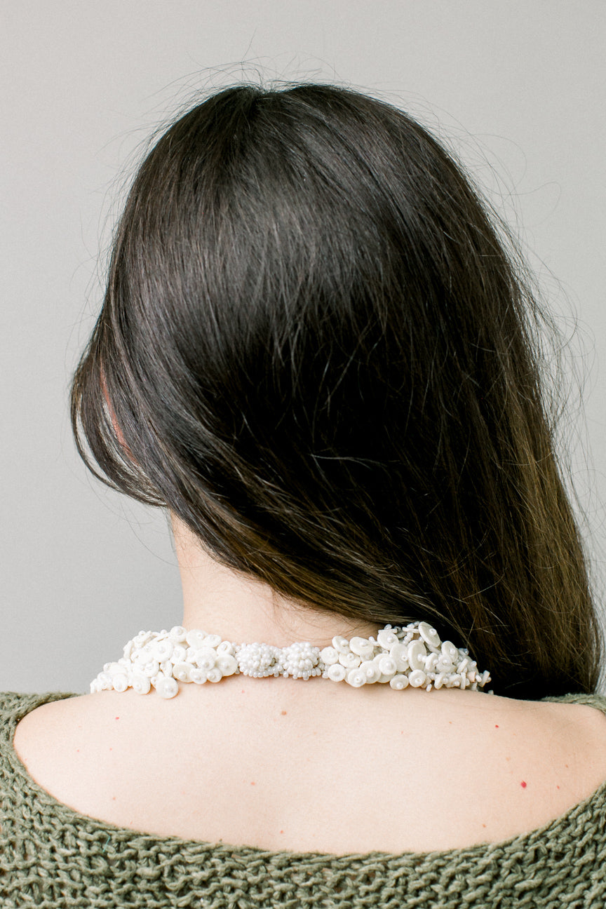 Ostrich Eggshell Cascade Necklace, Natural