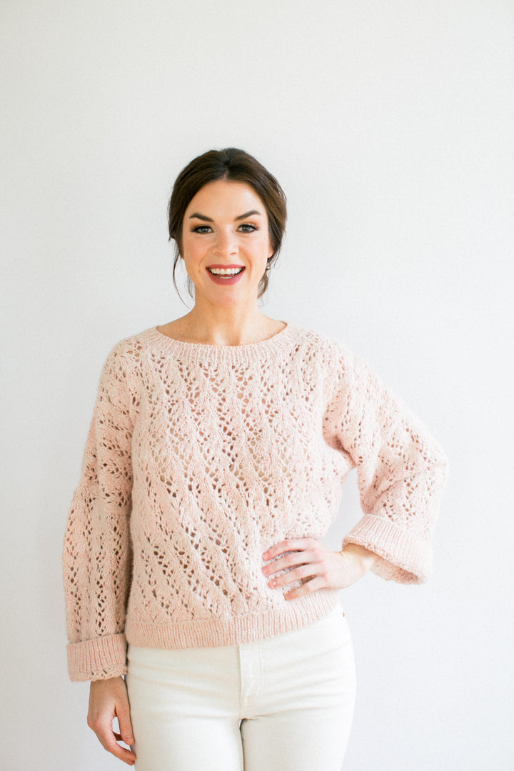 Mary Lace Pullover in Organic Angora and Merino Blend