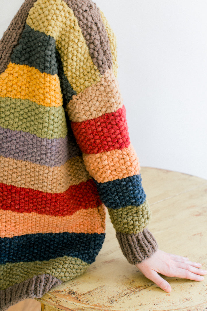 Theodosie Cardigan in Organic Merino, Vibrant Palette