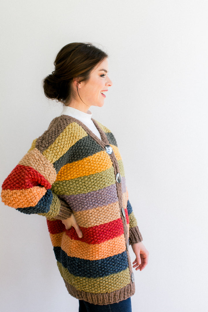 Theodosie Cardigan in Organic Merino, Vibrant Palette