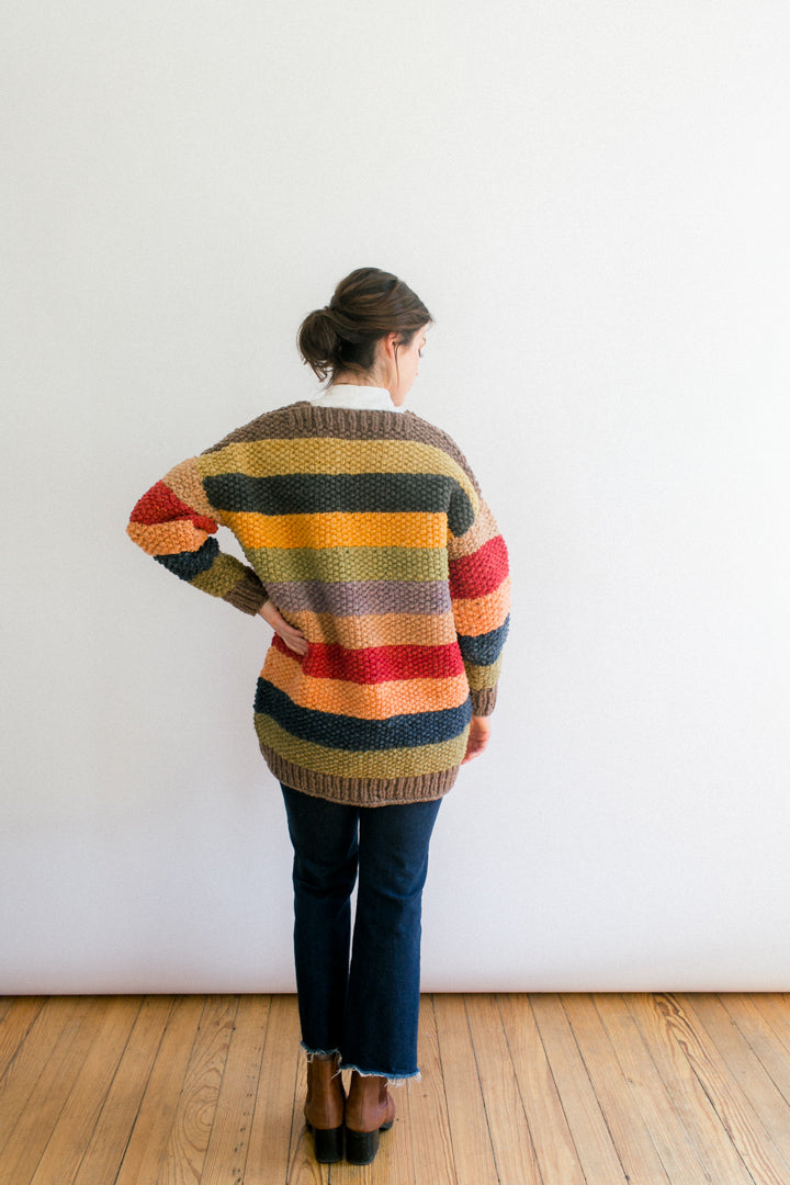 Theodosie Cardigan in Organic Merino, Vibrant Palette