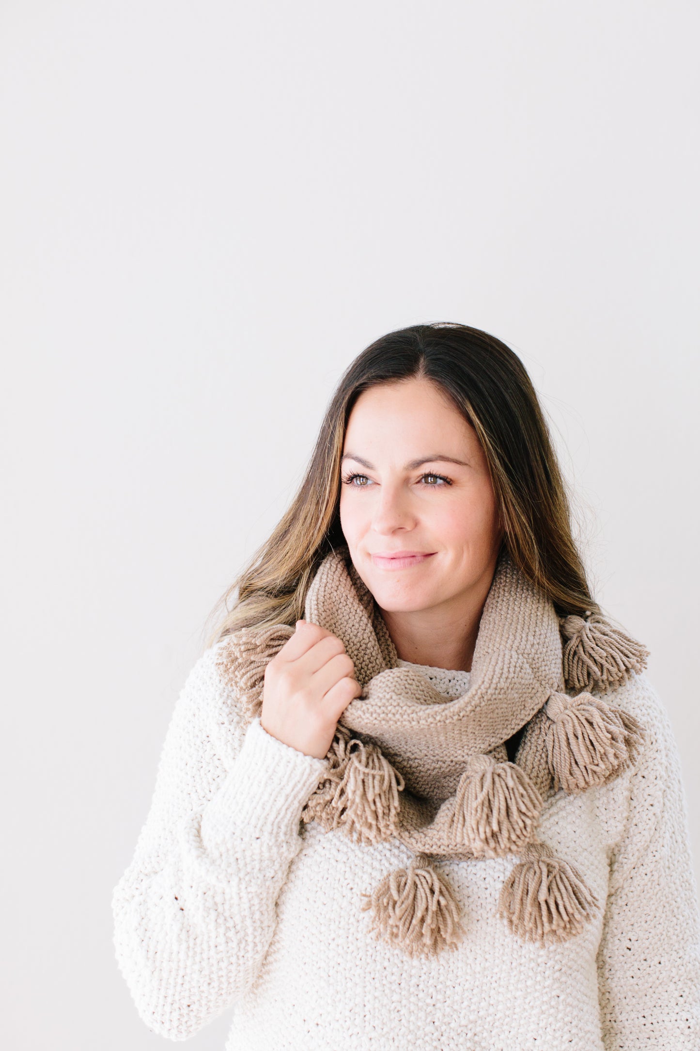 Knitting Pattern Set, Chantal Tassel Hat + Cowl