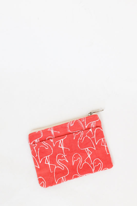 Canvas Coin Pouch, Flamingo