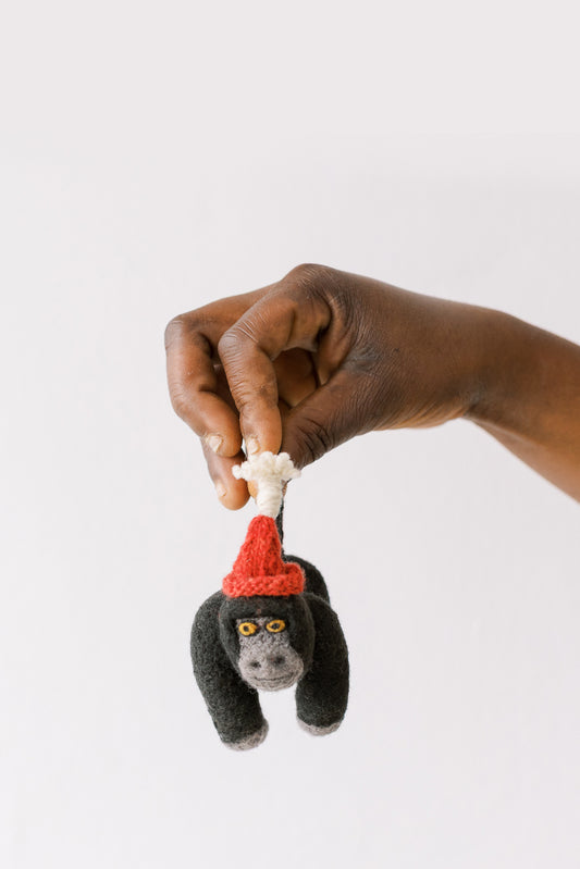 Mambo Gorilla with Santa Hat Ornament
