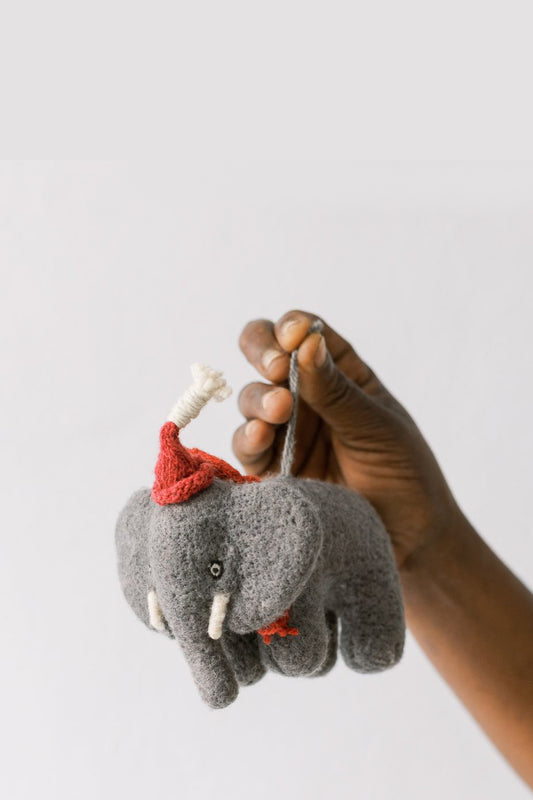 Ellie Elephant with Santa Hat Ornament