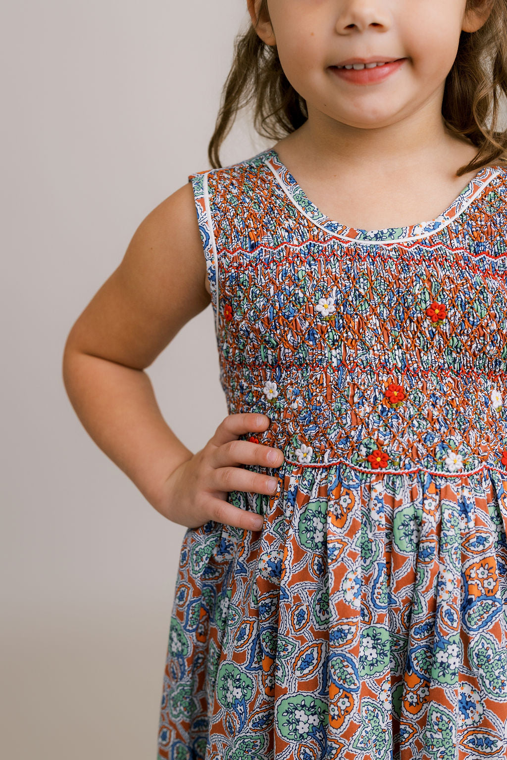 Hand-Smocked Dress, Fall Paisley