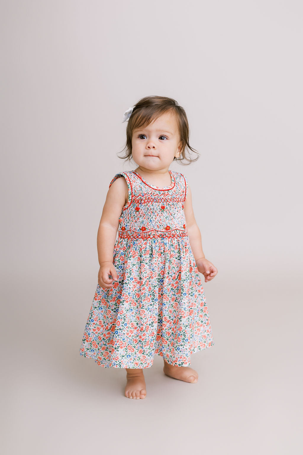 Hand-Smocked Dress, Carnations
