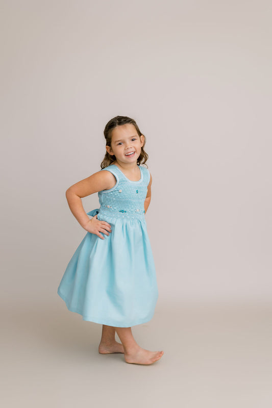 Hand-Smocked Dress, Sea Glass