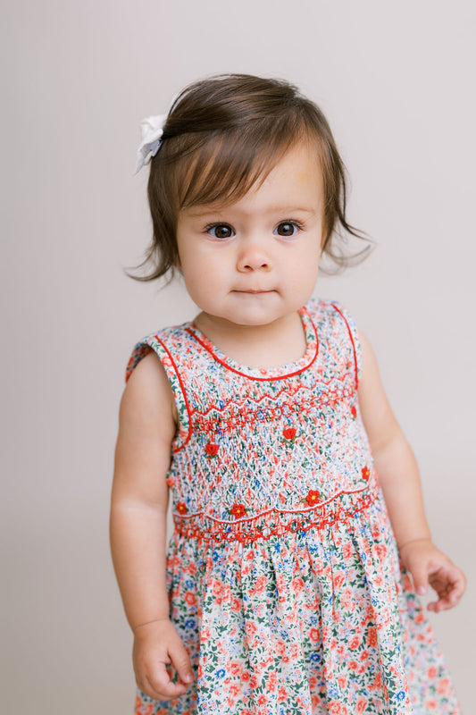 Hand-Smocked Dress, Carnations