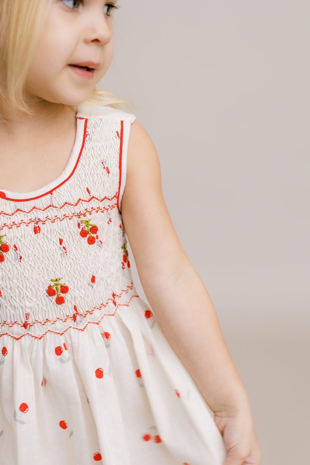 Hand-Smocked Dress, Cherries