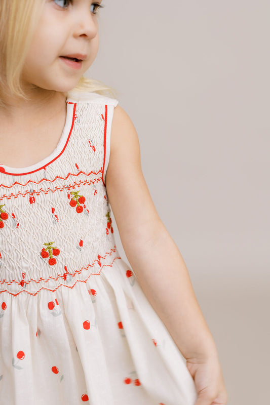 Hand-Smocked Dress, Cherries