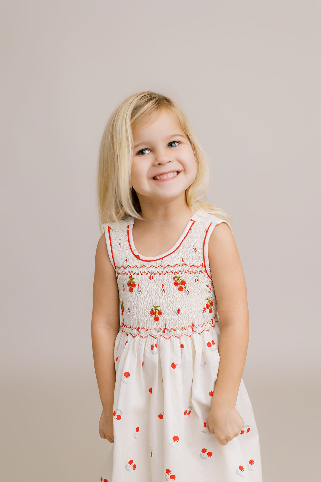 Hand-Smocked Dress, Cherries