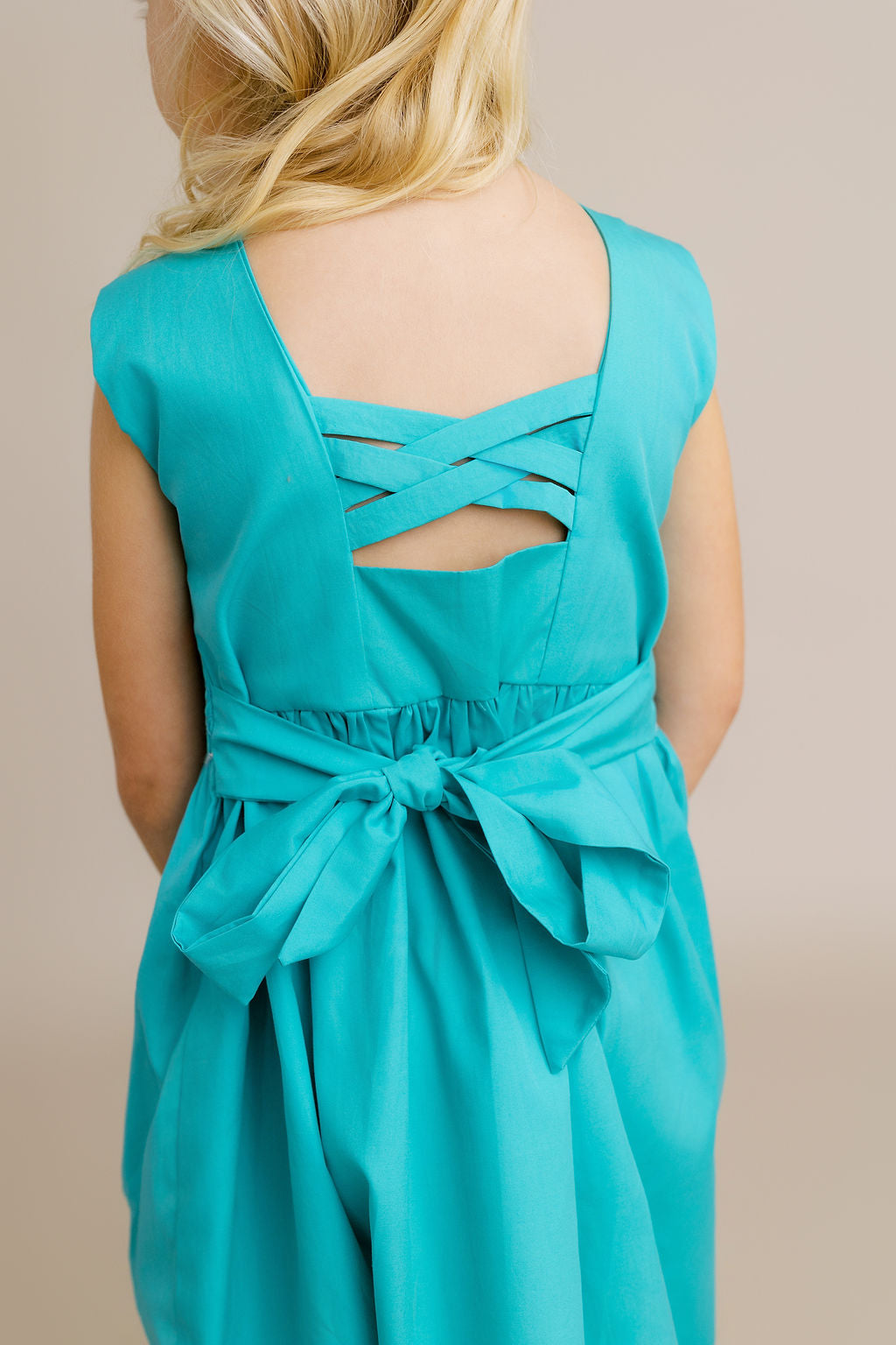 Hand-Smocked Dress, Children Playing + Teal