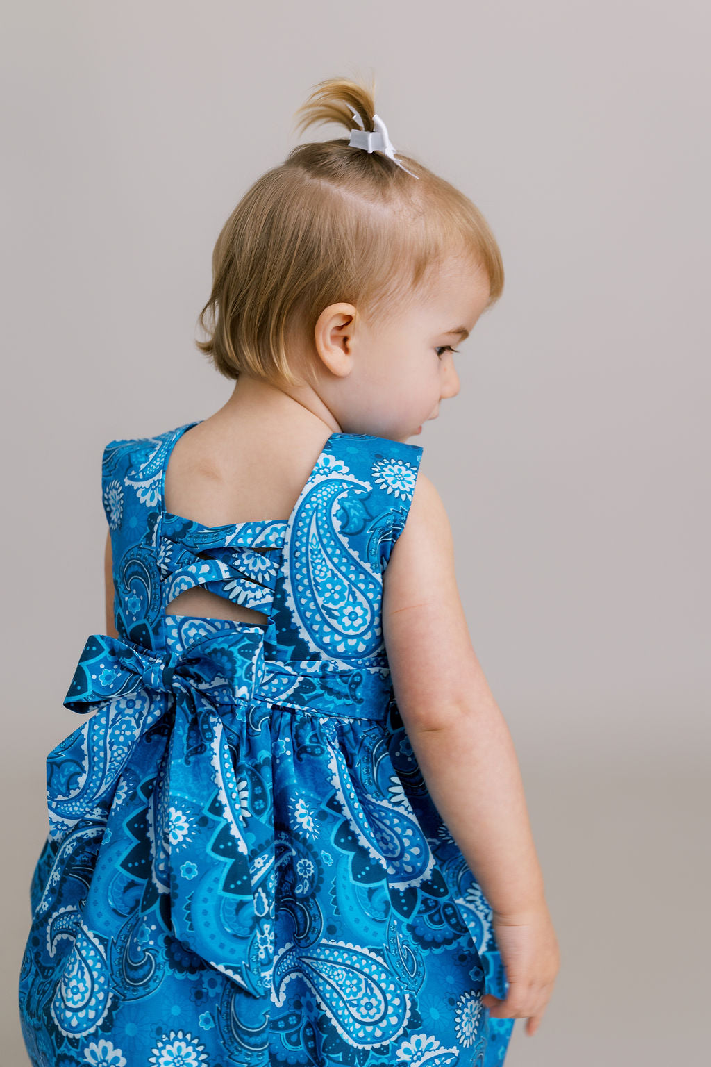 Hand-Smocked Dress, Azure Paisley