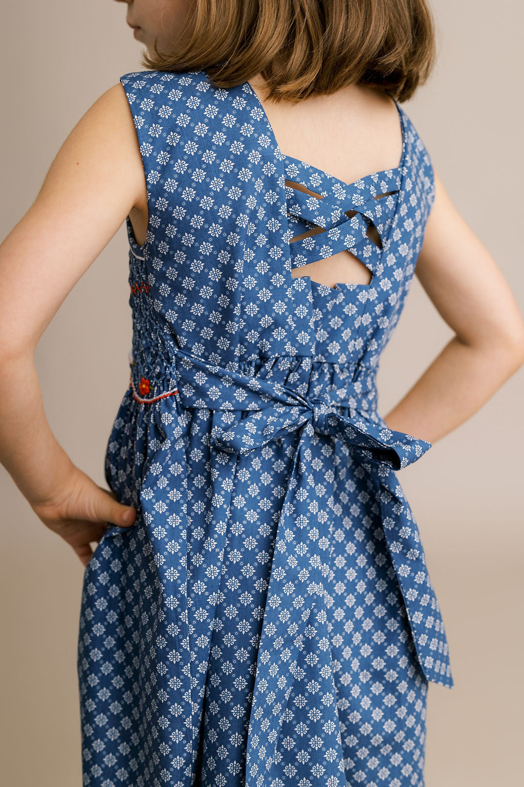 Hand-Smocked Dress, Fleurdelis