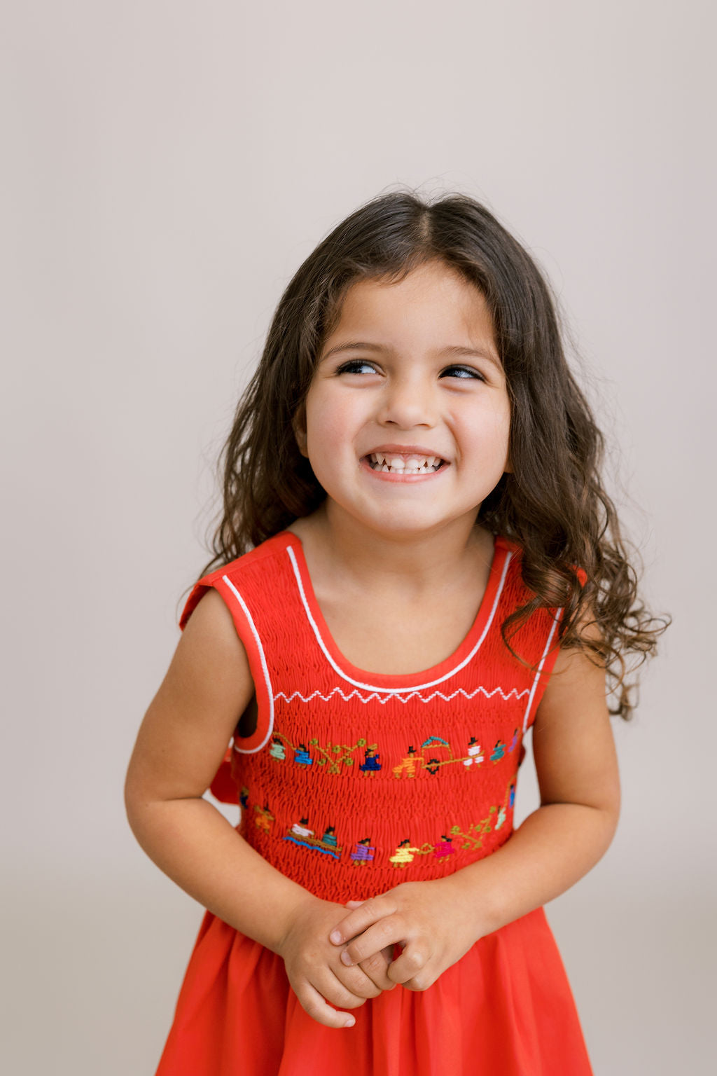 Hand-Smocked Dress, Children Playing + Coral