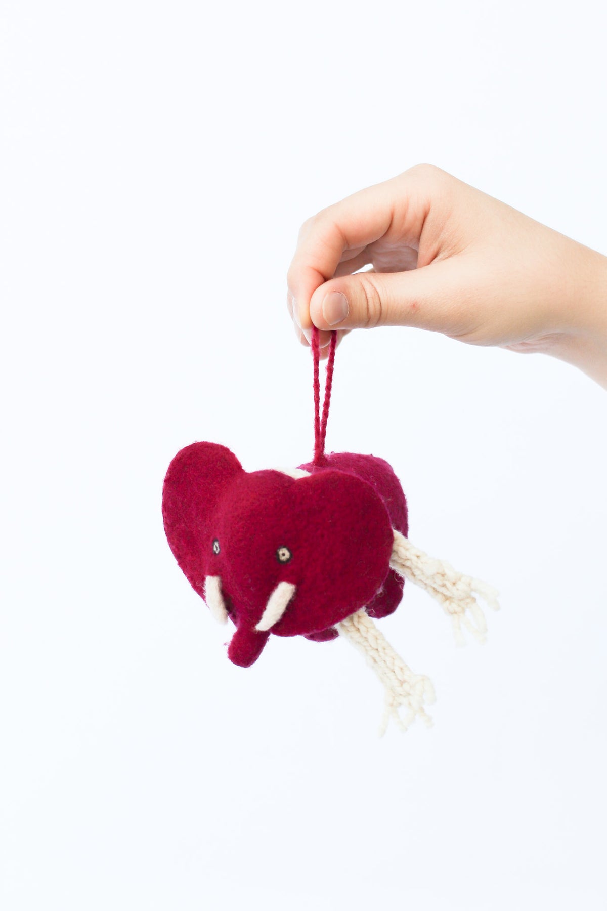Ellie Elephant Ornament, Cochineal