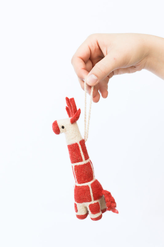 Ollie Giraffe Ornament, Natural and Madder Root