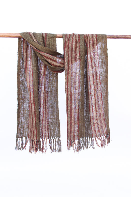 Wild Silk Scarf Psiadia Leaves + Nato Bark + Natural