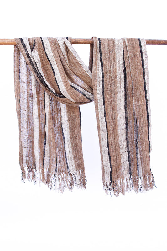 Wild Silk Scarf, Natural + Sun Bleached + Black Mud