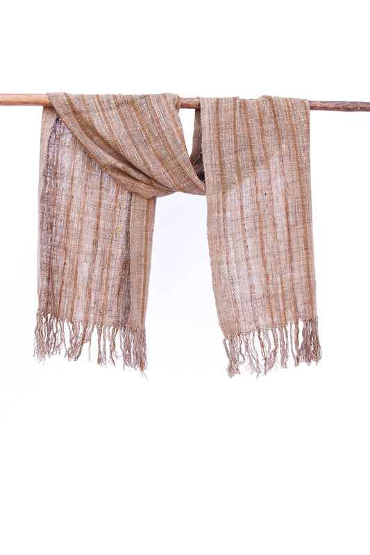 Wild Silk Scarf Pinstripe, Natural + Mushroom