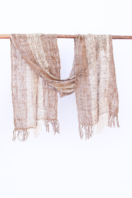 Wild Silk Chunky Open-Weave Stripe Scarf, Natural and Sun Bleached